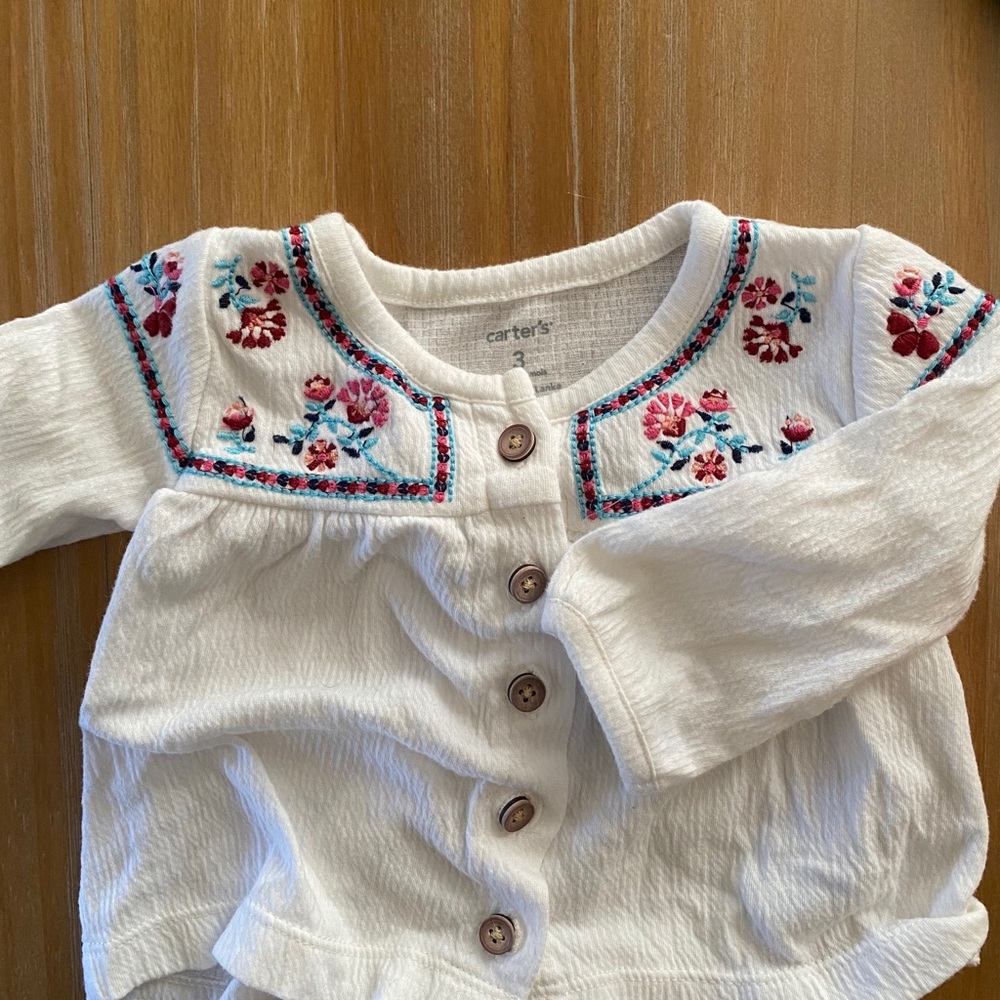 💚 3/$25 Carter Boho Hippie Embroidered top& jeans - Picture 4 of 4